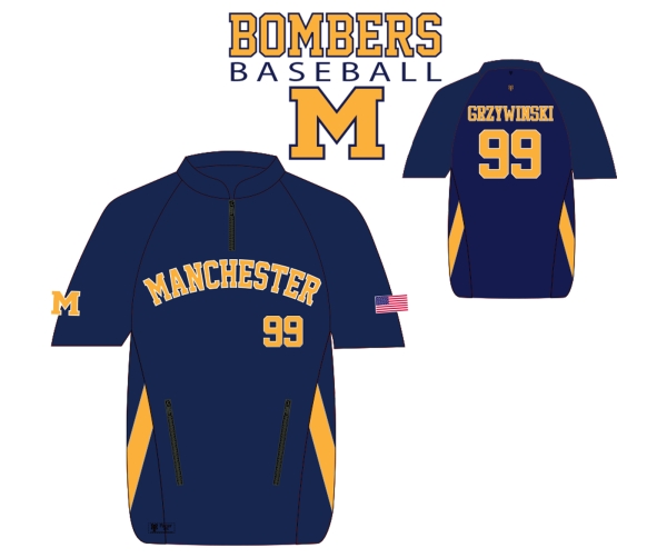 MANCHESTER BOMBERS 1/4 ZIP SUBLIMATED PERFORMANCE CAGE JACKET  by PACER