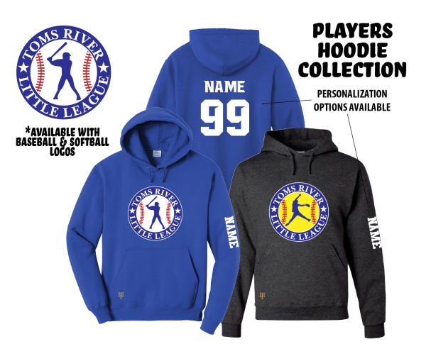 TOMS RIVER LITTLE LEAGUE SOFTBALL PLAYER FLEECE HOODIE COLLECTION by PACER
