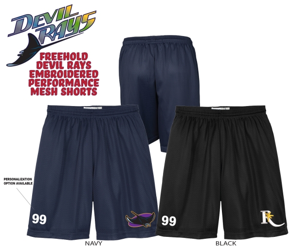 DEVIL RAYS EMBROIDERED PERFORMANCE MESH SHORTS COLLECTION by PACER